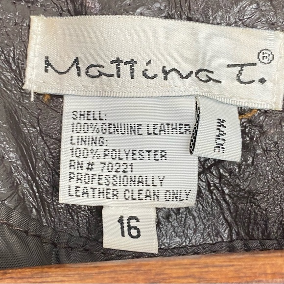 Mattina T size 16 Women’s Brown Leather Patchwork Button Up Blazer Jacket - Picture 5 of 7